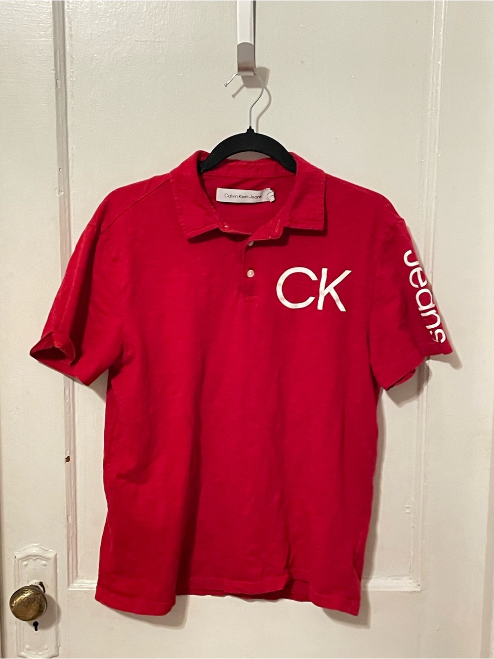 Calvin Klein Red Polo Shirt with CK Chest Logo